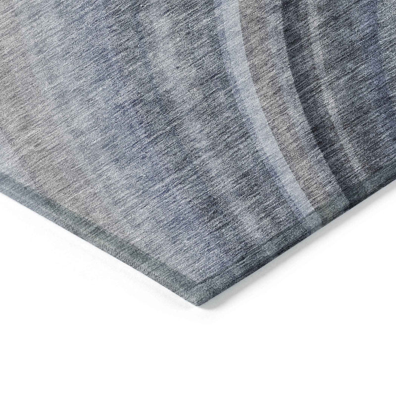 10' X 14' Denim Blue And Navy Blue Abstract Washable Indoor Outdoor Area Rug