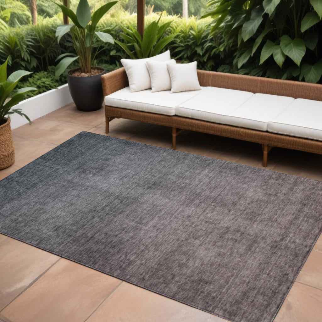 9' X 12' Gray Charcoal And Brown Ombre Washable Indoor Outdoor Area Rug