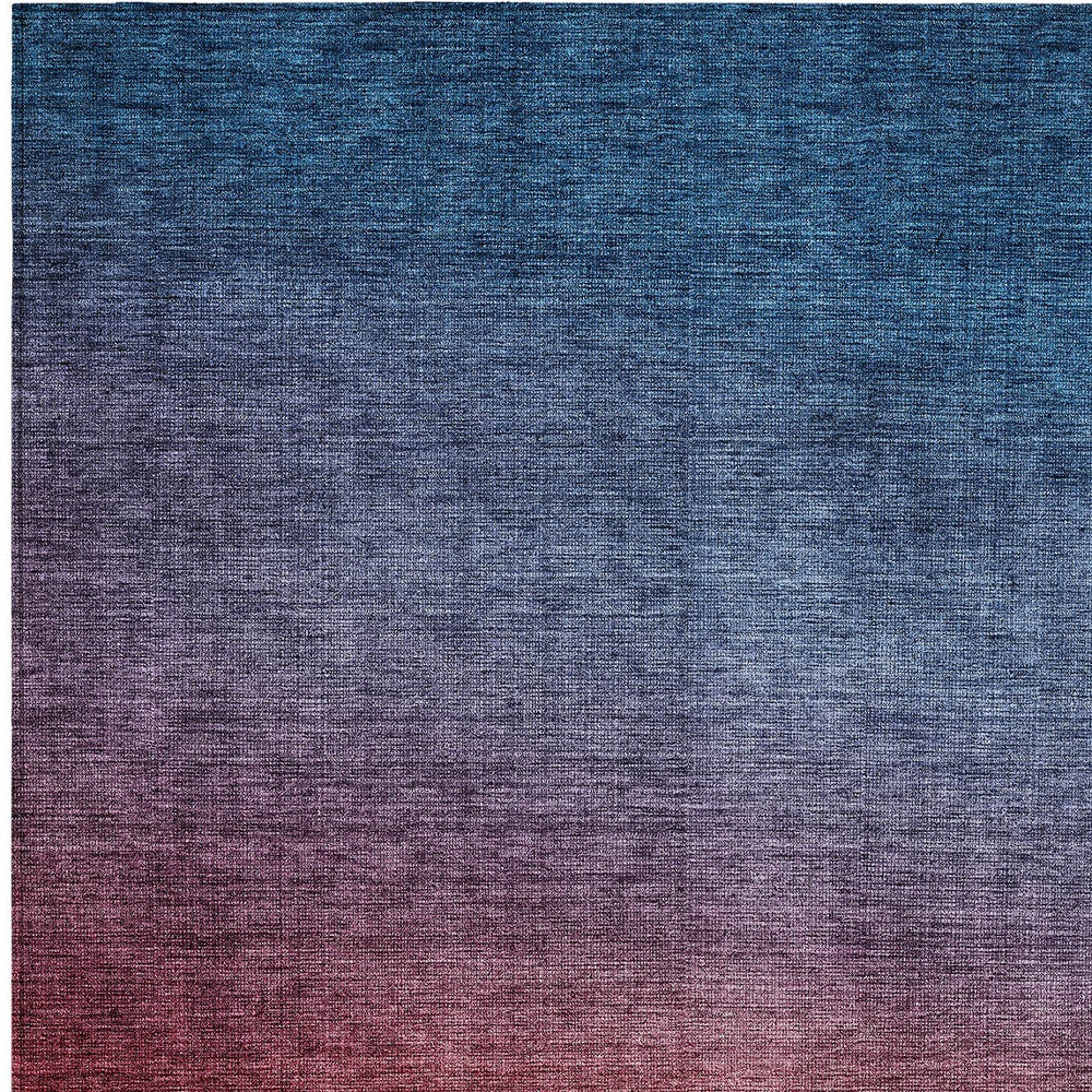 5' X 8' Navy Blue Red And Eggplant Ombre Washable Indoor Outdoor Area Rug - Sports & Outdoor
