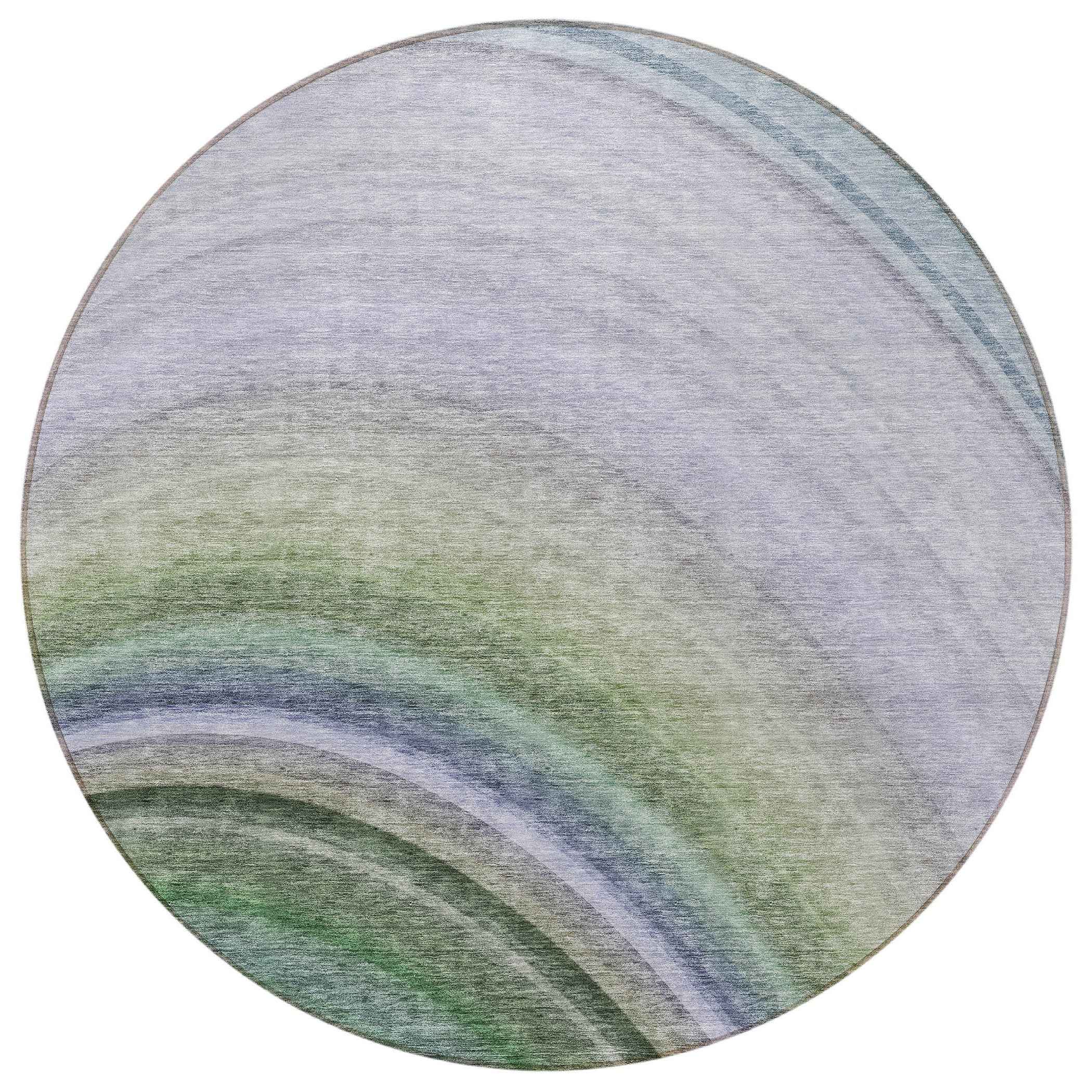 8' Teal Blue Artichoke Green And Green Round Abstract Washable Indoor Outdoor Area Rug