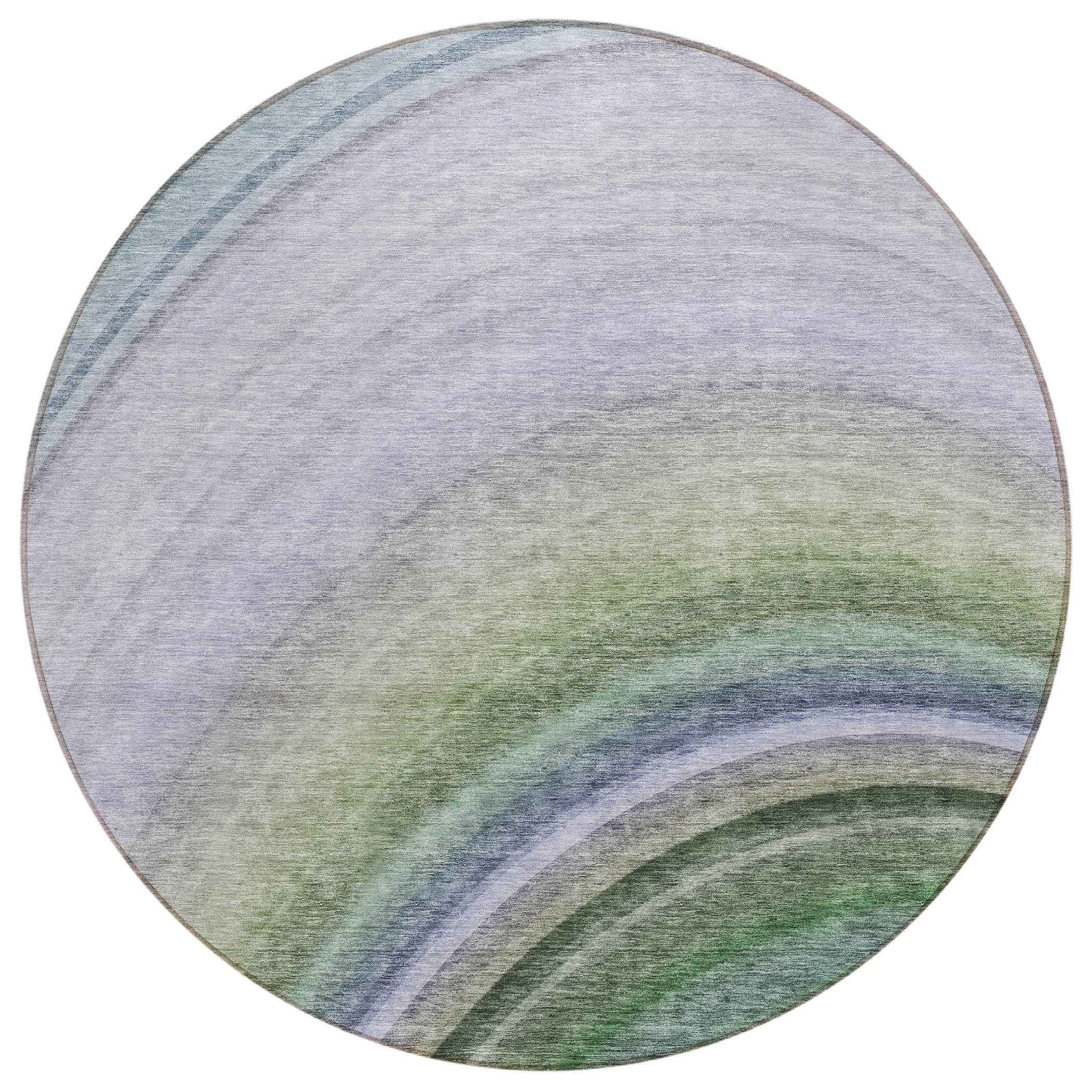 8' Teal Blue Artichoke Green And Green Round Abstract Washable Indoor Outdoor Area Rug