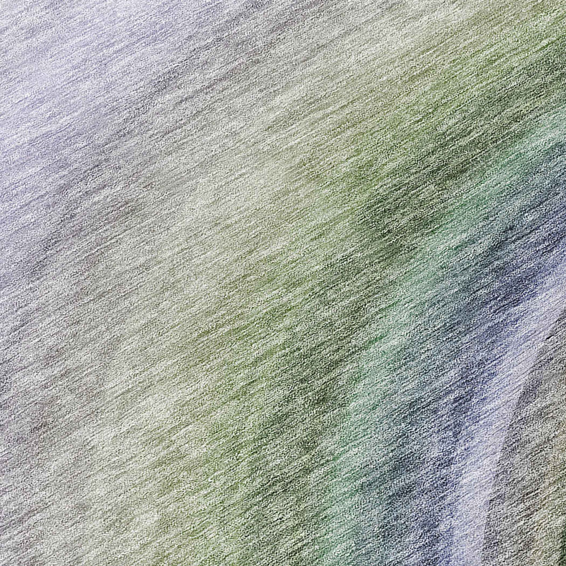 8' Teal Blue Artichoke Green And Green Round Abstract Washable Indoor Outdoor Area Rug