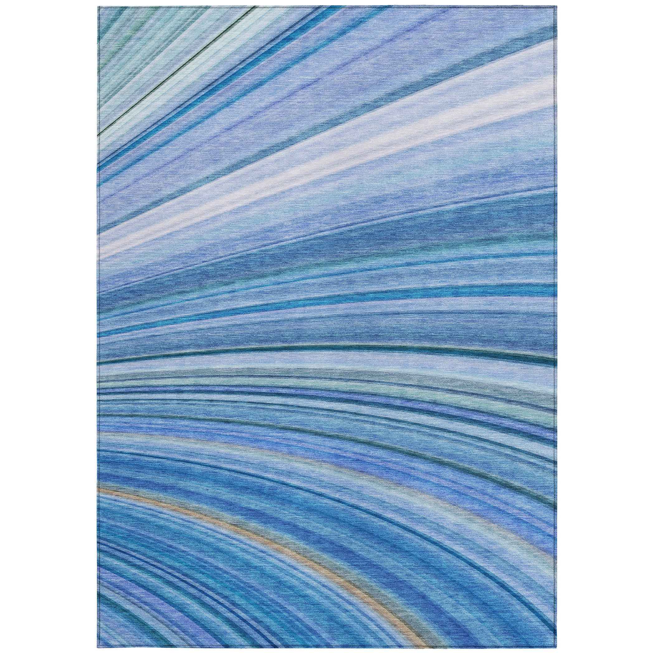 8' X 10' Denim Blue And Sky Blue Abstract Washable Indoor Outdoor Area Rug