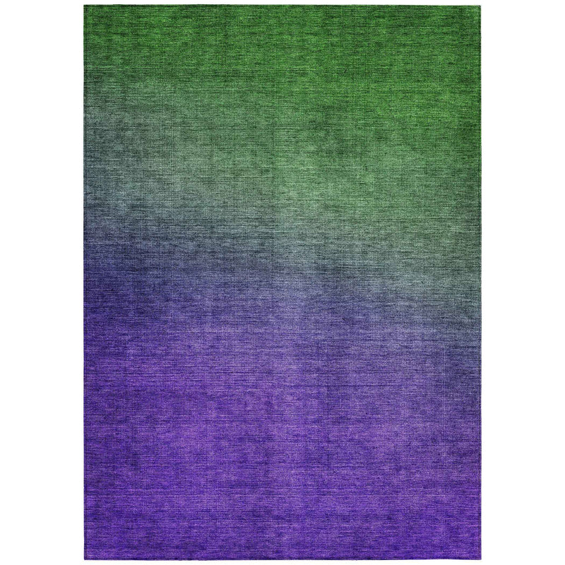 8' X 10' Green Purple And Charcoal Ombre Washable Indoor Outdoor Area Rug