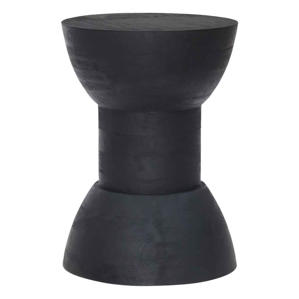 19" Black Solid Wood Backless Bar Chair