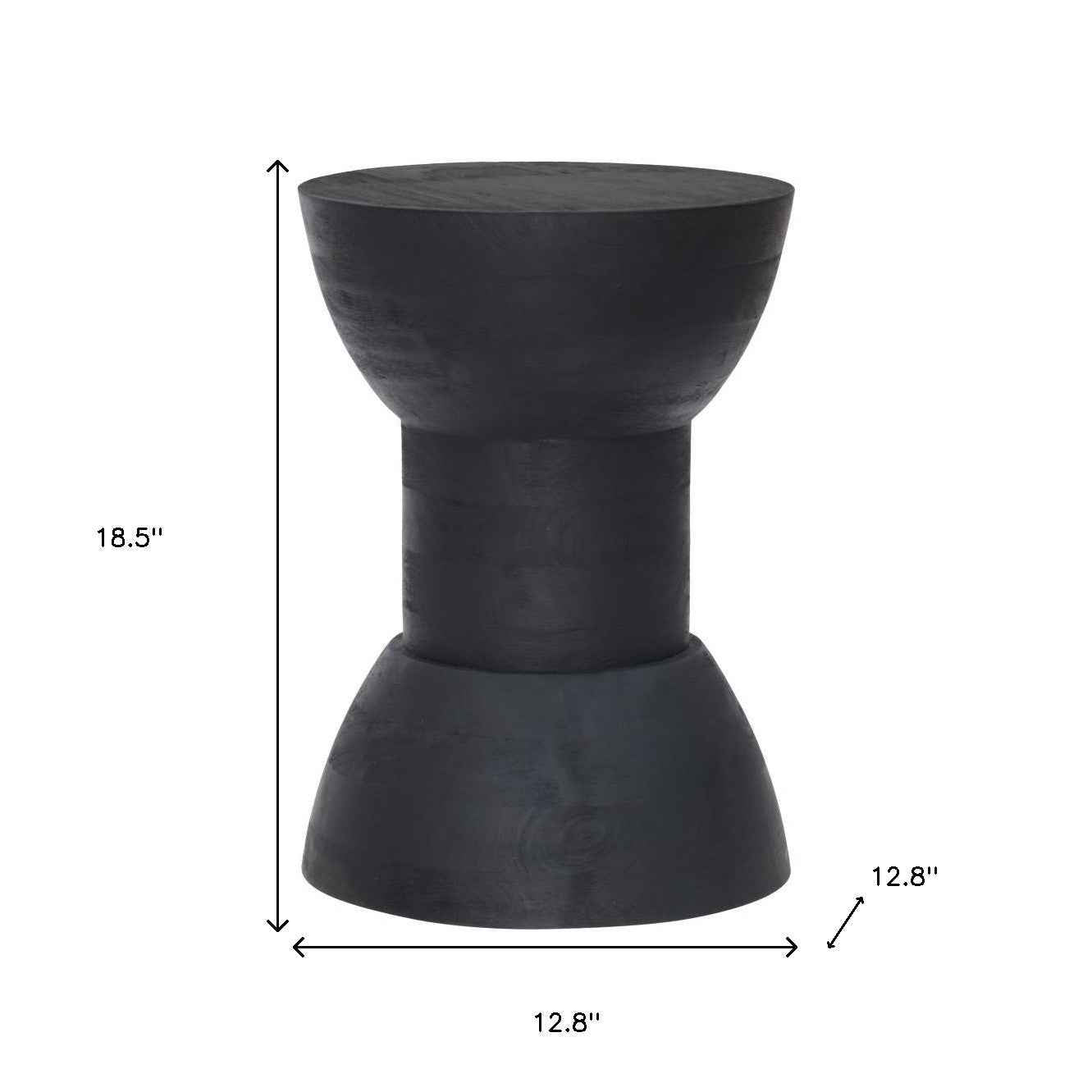 19" Black Solid Wood Backless Bar Chair