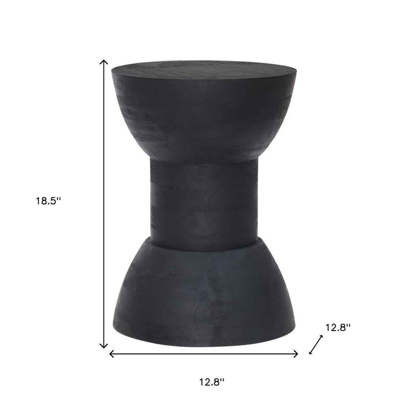 19" Black Solid Wood Backless Bar Chair