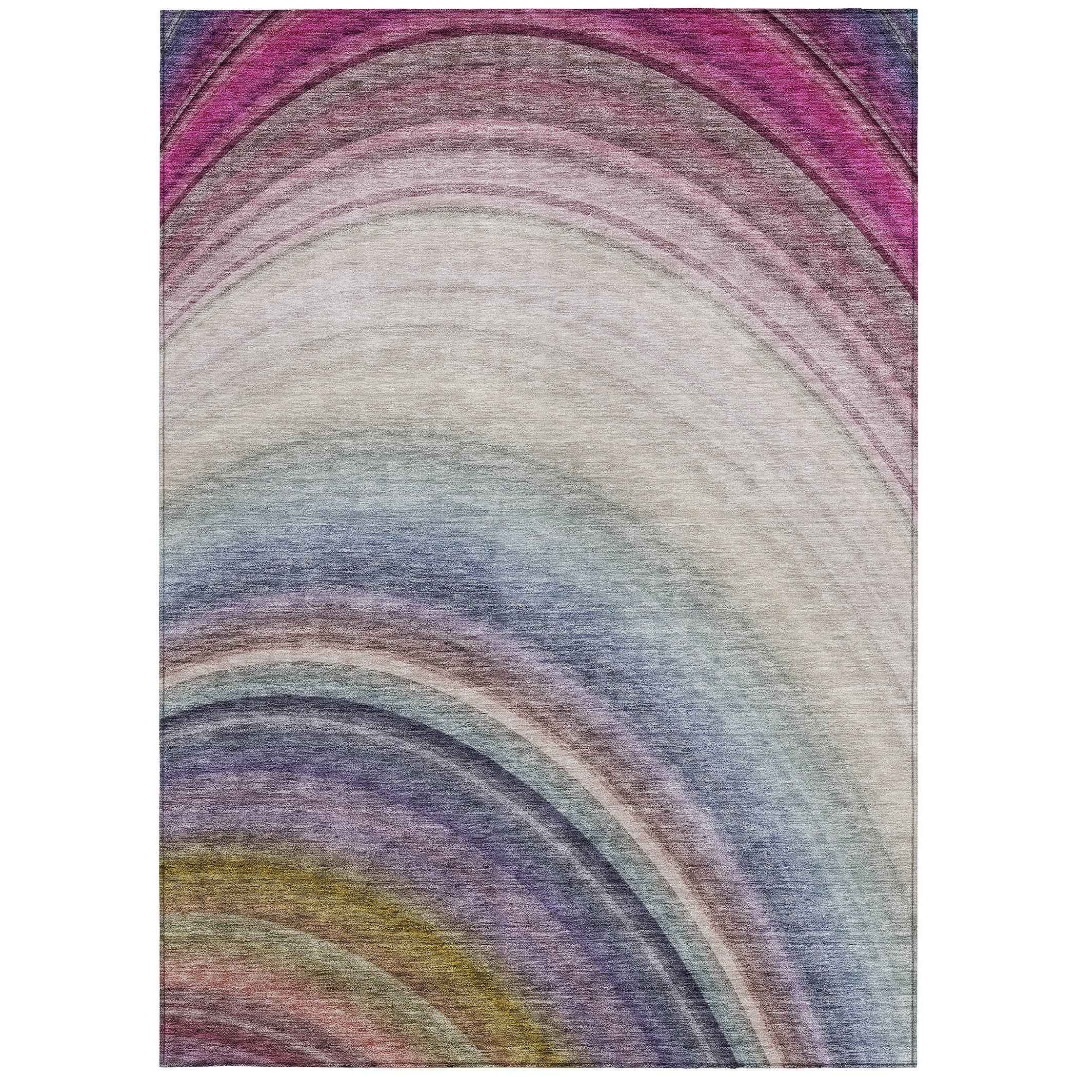 10' X 14' Beige Purple And Ivory Abstract Washable Indoor Outdoor Area Rug