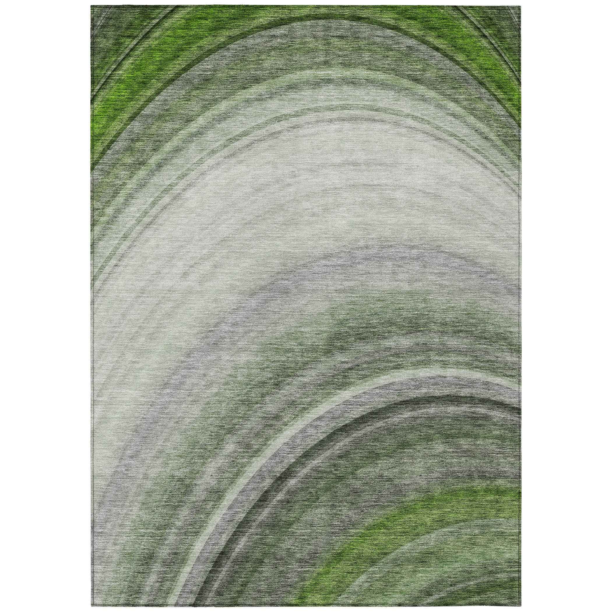 3' X 5' Green And Artichoke Green Abstract Washable Indoor Outdoor Area Rug