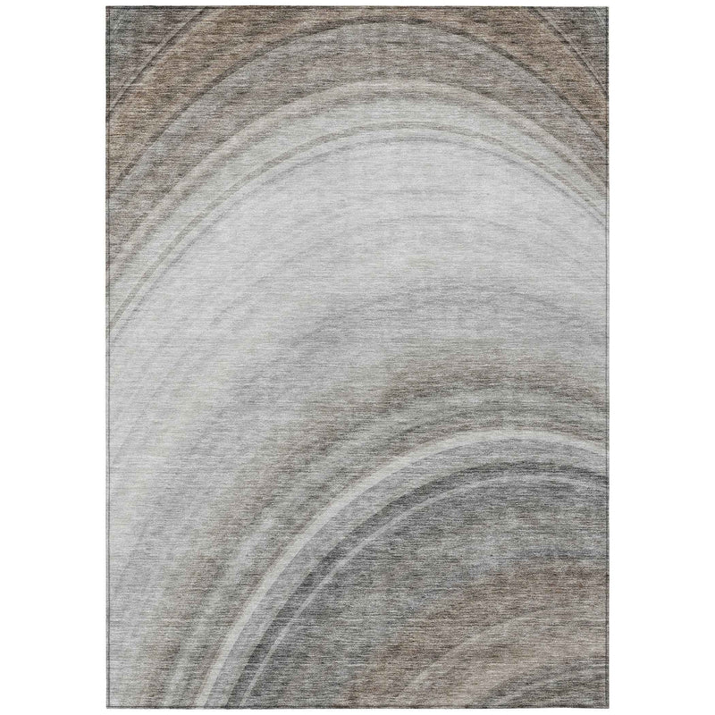 9' X 12' Gray Silver And Beige Abstract Washable Indoor Outdoor Area Rug