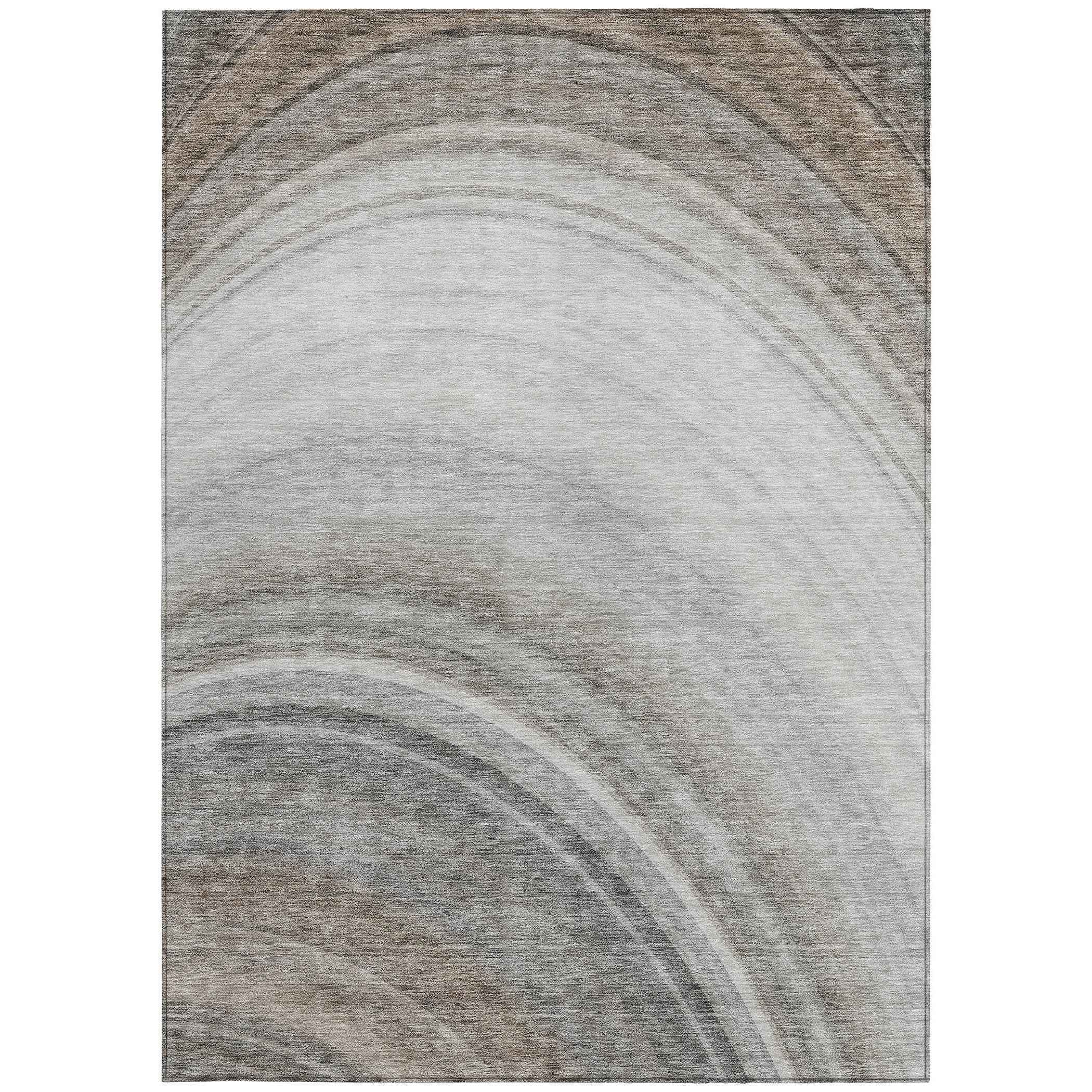 9' X 12' Gray Silver And Beige Abstract Washable Indoor Outdoor Area Rug