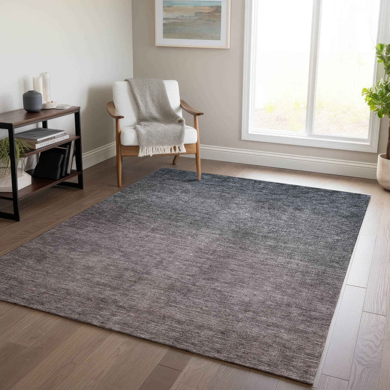 8' X 10' Gray Charcoal And Brown Ombre Washable Indoor Outdoor Area Rug