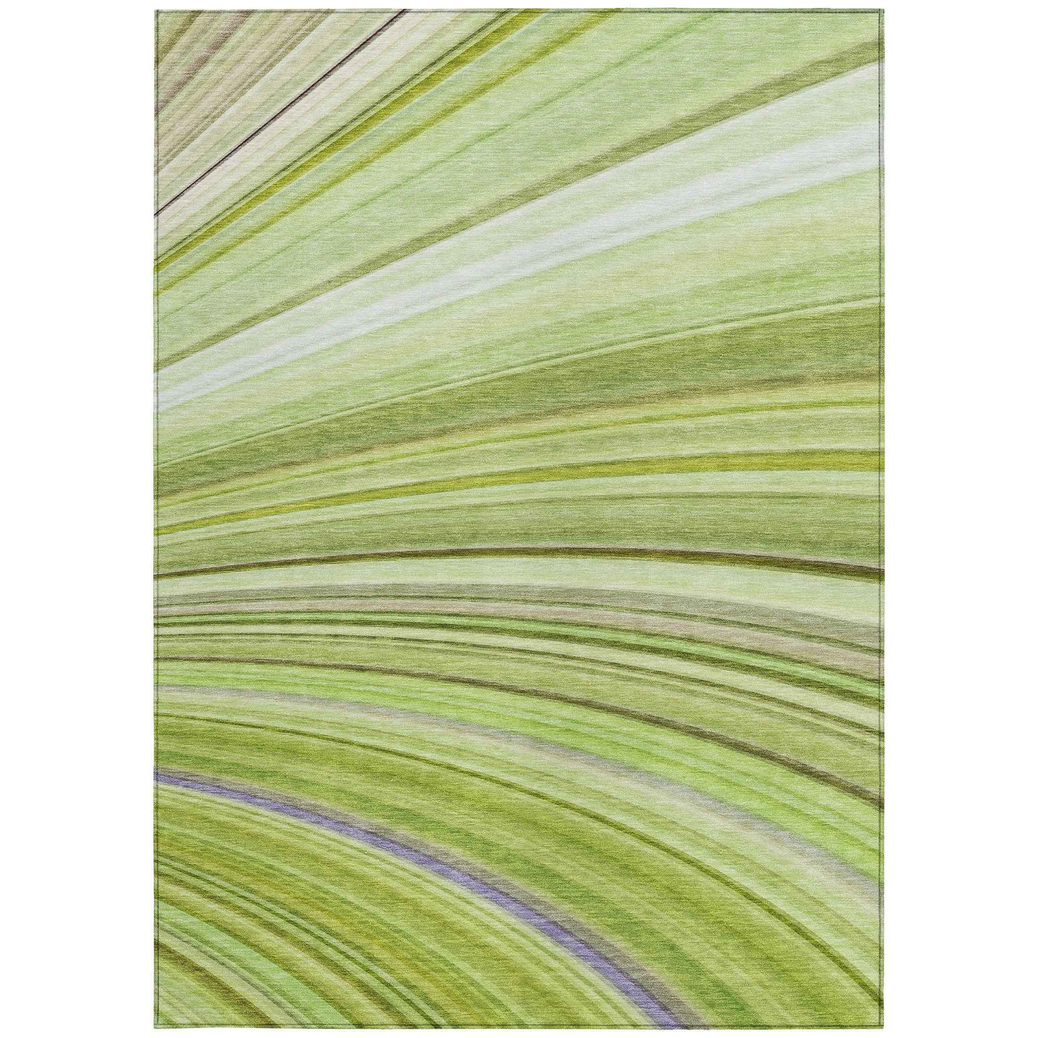 8' X 10' Artichoke Green And Olive Green Abstract Washable Indoor Outdoor Area Rug