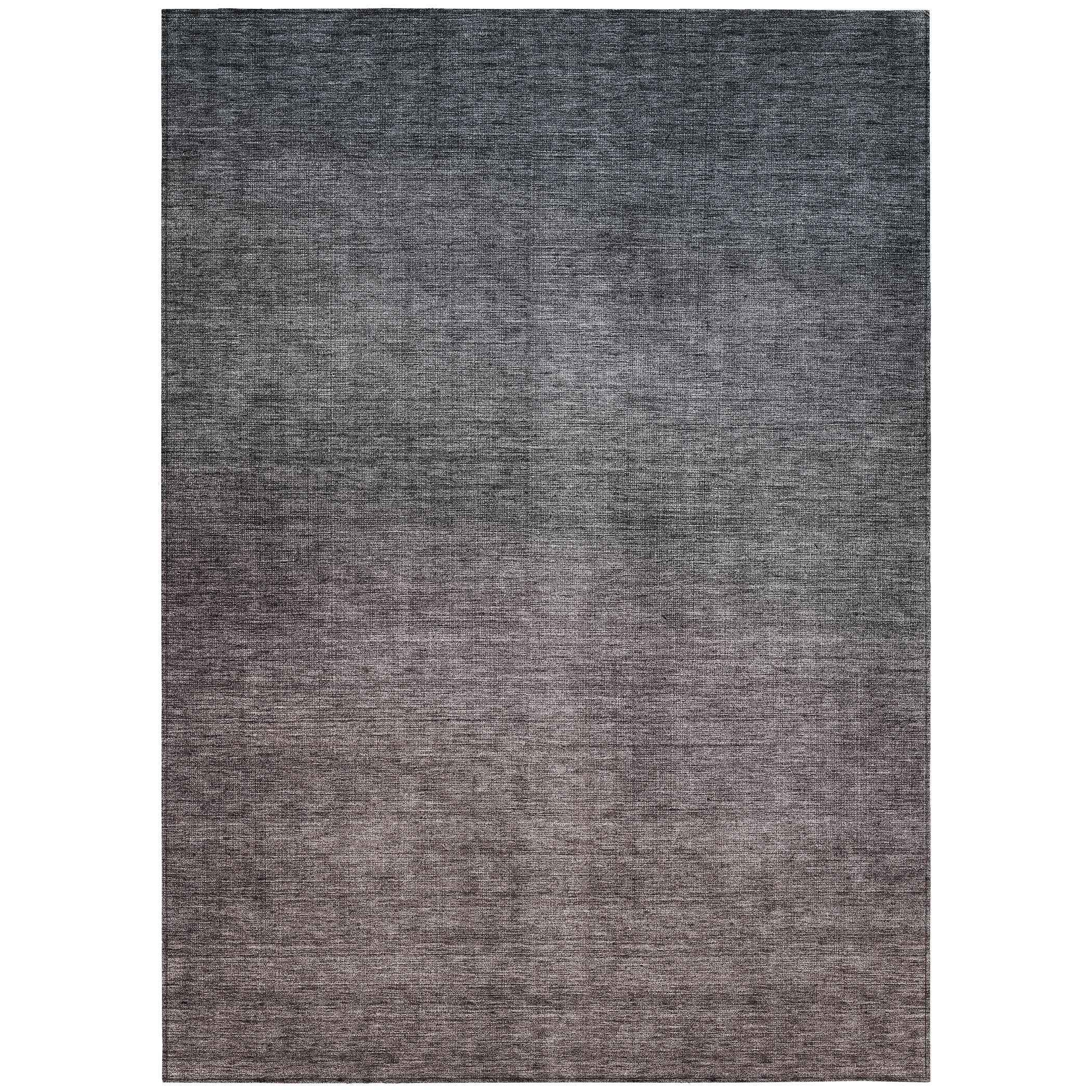 10' X 14' Gray Charcoal And Brown Ombre Washable Indoor Outdoor Area Rug