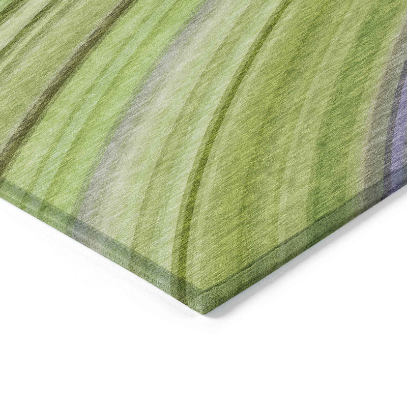 8' X 10' Artichoke Green And Olive Green Abstract Washable Indoor Outdoor Area Rug
