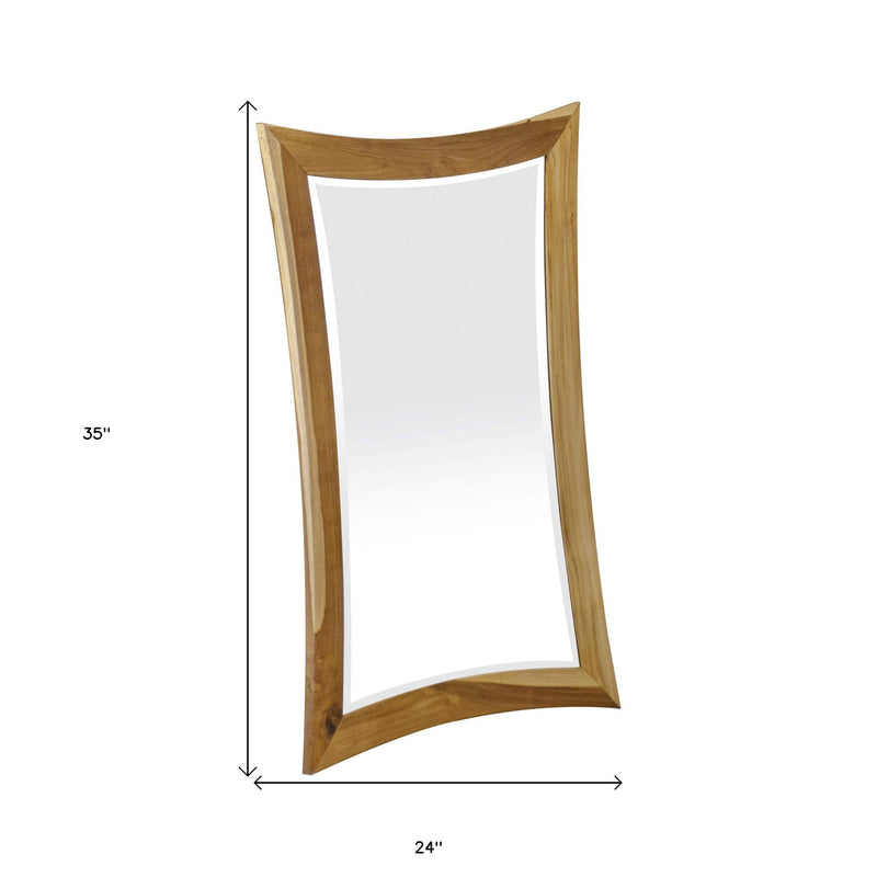 35" Brown Abstract Wood Framed Bathroom Vanity Mirror - Bed & Bath