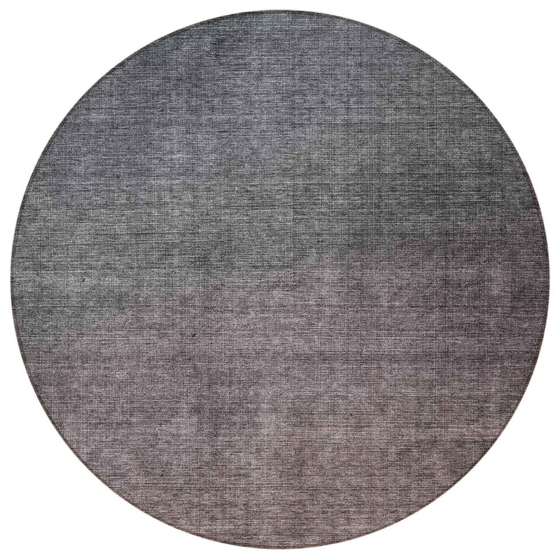 8' Gray Charcoal And Brown Round Ombre Washable Indoor Outdoor Area Rug