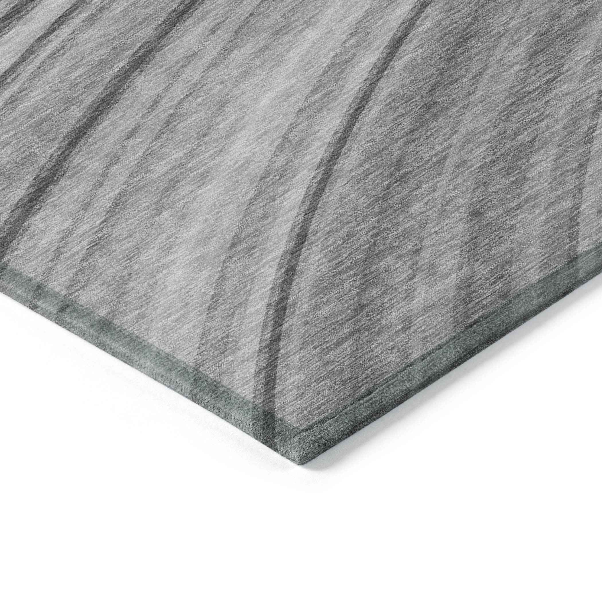 8' X 10' Gray Silver And Ivory Abstract Washable Indoor Outdoor Area Rug
