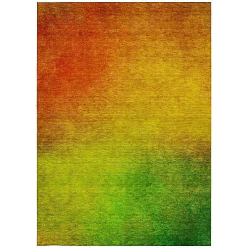 3' X 5' Terra Cotta Gold And Green Ombre Washable Indoor Outdoor Area Rug