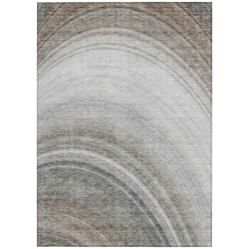 3' X 5' Gray Silver And Beige Abstract Washable Indoor Outdoor Area Rug