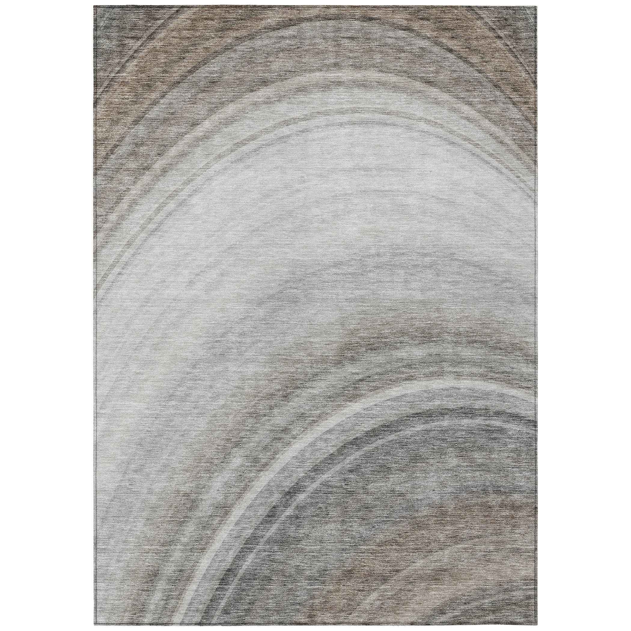 3' X 5' Gray Silver And Beige Abstract Washable Indoor Outdoor Area Rug