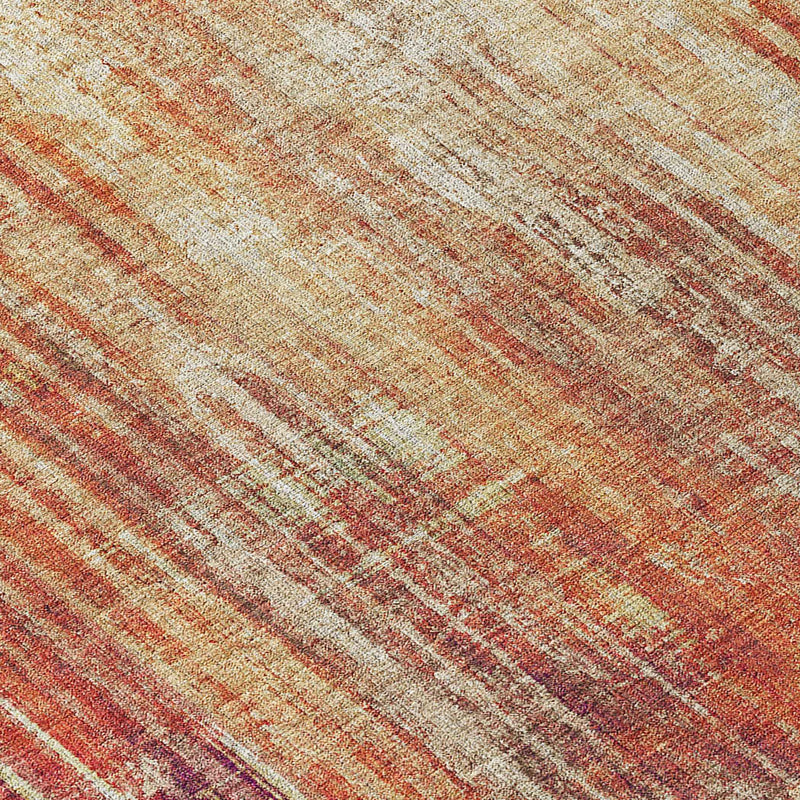 8' Orange Beige And Taupe Round Striped Washable Indoor Outdoor Area Rug