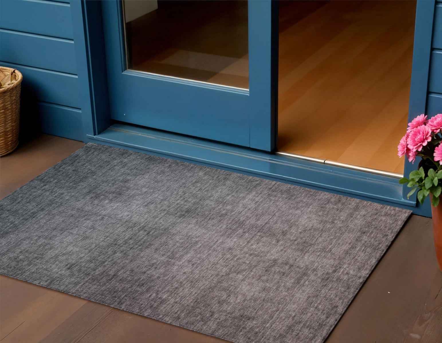 3' X 5' Gray Charcoal And Brown Ombre Washable Indoor Outdoor Area Rug