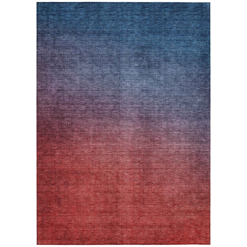 8' X 10' Navy Blue Red And Eggplant Ombre Washable Indoor Outdoor Area Rug