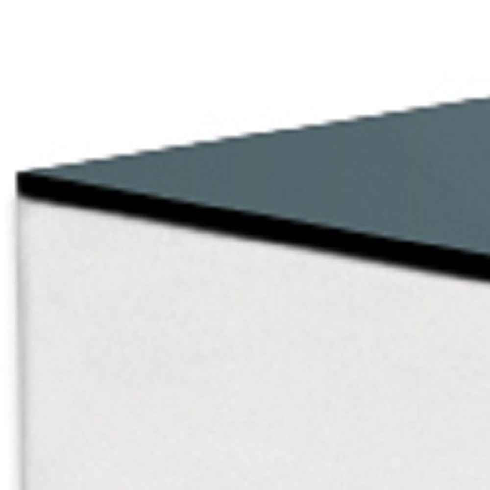 20" Black And White Mirrored Glass Square Cross Legs End Table