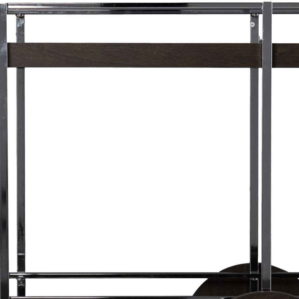 Brown and Silver Iron Rolling Bar Cart