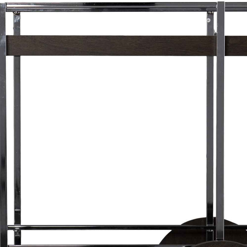 Brown and Silver Iron Rolling Bar Cart