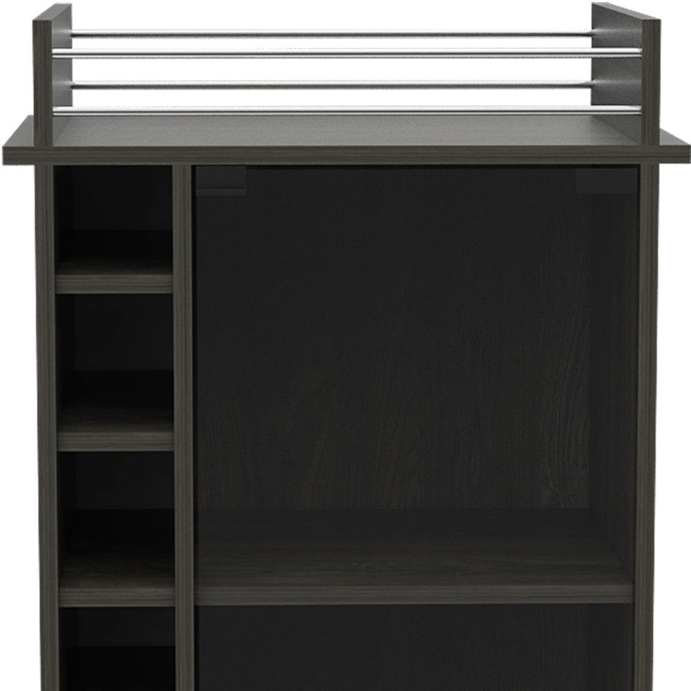 22" Espresso Wood Rolling Bar Cart With Wine Storage - Kitchen & Dining