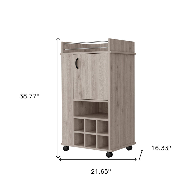 Light Gray Rolling Bar Cart With Wine Storage - Kitchen & Dining
