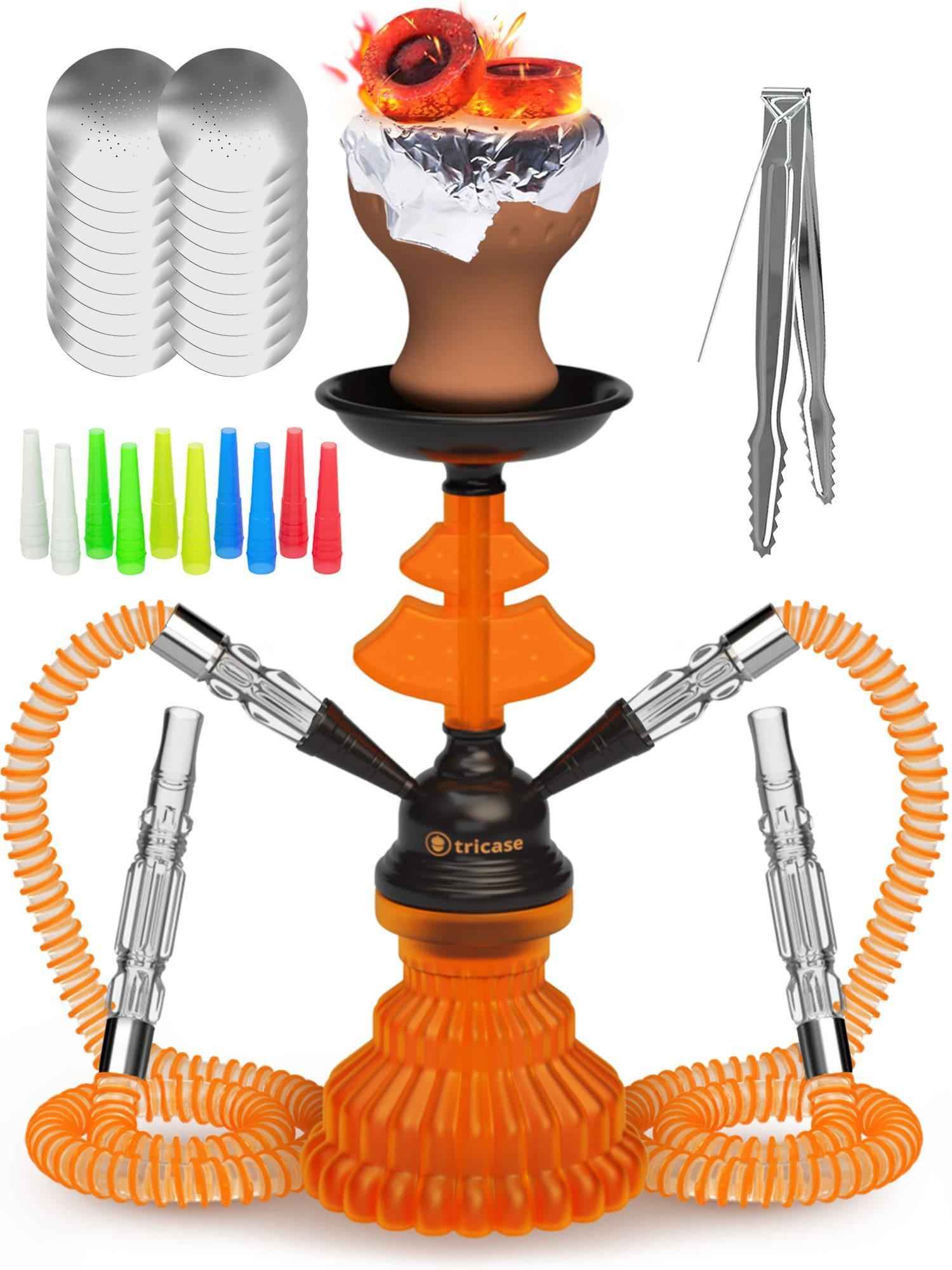 Orange Hookah Set 2 Hose Hookah – LilOne 12” Orange Mini Hookah Combo Kit