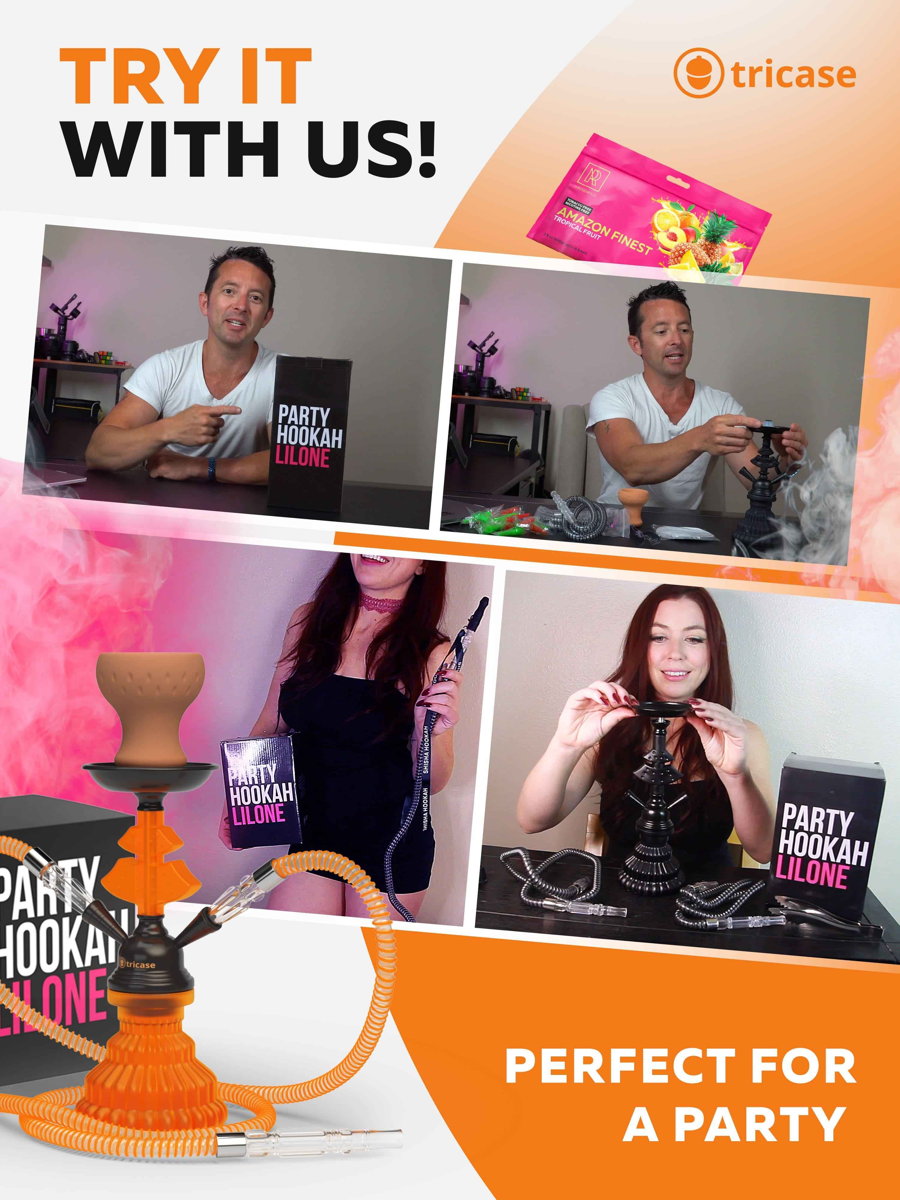 Orange Hookah Set 2 Hose Hookah – LilOne 12” Orange Mini Hookah Combo Kit