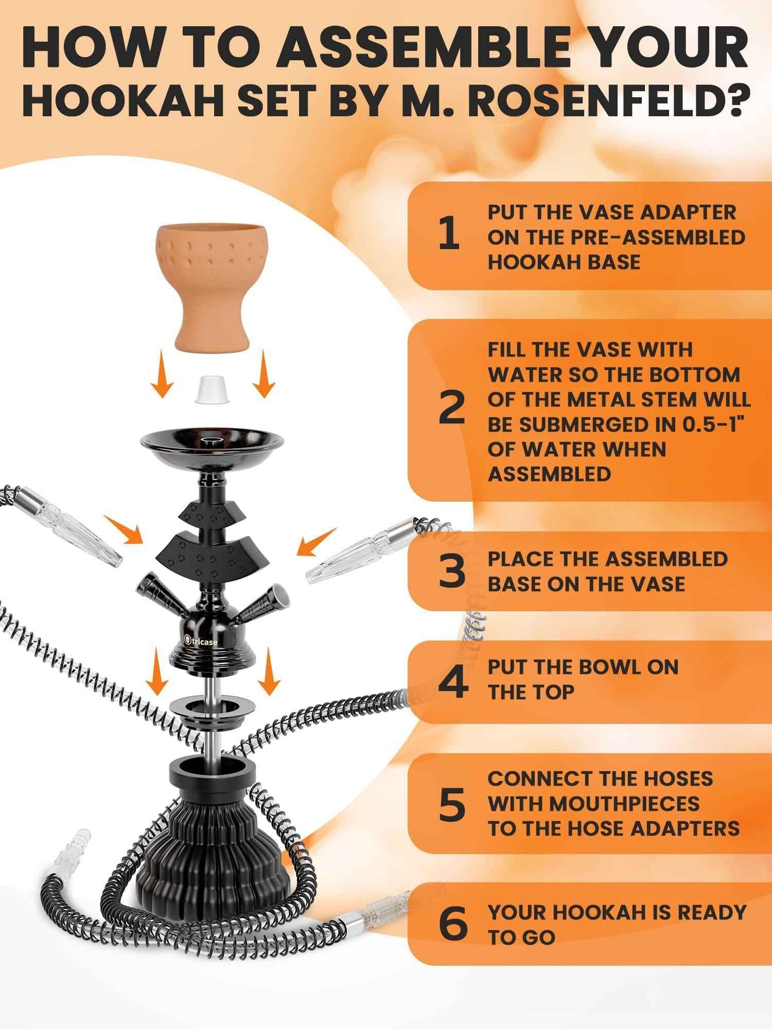 Orange Hookah Set 2 Hose Hookah – LilOne 12” Orange Mini Hookah Combo Kit