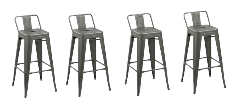 Set of Four 26" Dark Gray Steel and Metal Low Back Counter Height Bar Chairs