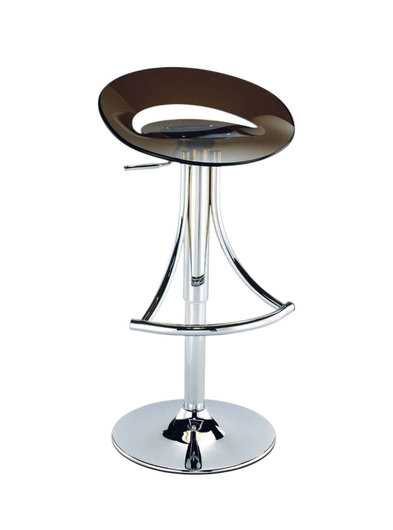 Dark Gray and Silver Acrylic and Metal Low Back Adjustable Height Bar Chair