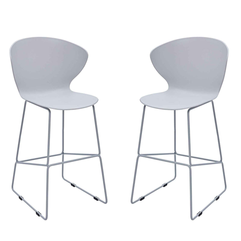 Set of Two 26" Gray Heavy Duty Plastic and Metal Low Back Counter Height Bar Chairs