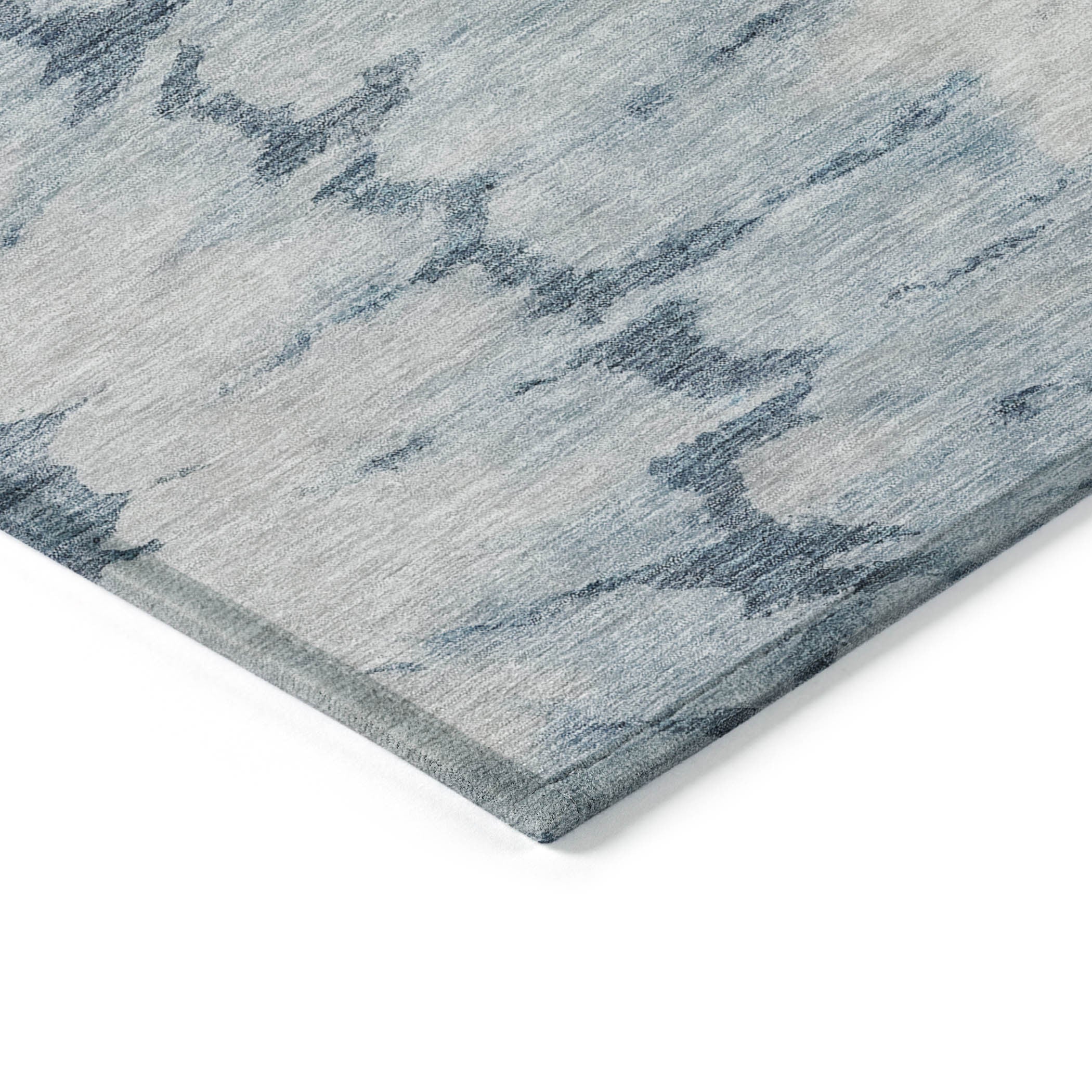 5' X 8' Denim Blue And Sky Blue Abstract Washable Indoor Outdoor Area Rug - Sports & Outdoor
