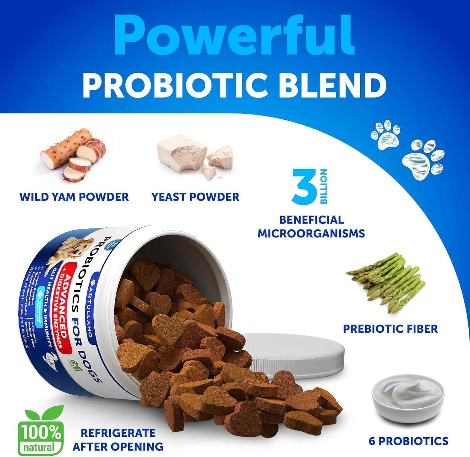 Probiotics for Dogs   Support Gut Health Itchy Skin Allergies Immunity Yeast Balance   Dog Probiotics and Digestive Enzymes with Prebiotics   Reduce Diarrhea Gas   120 Probiotic Chews for Dogs
