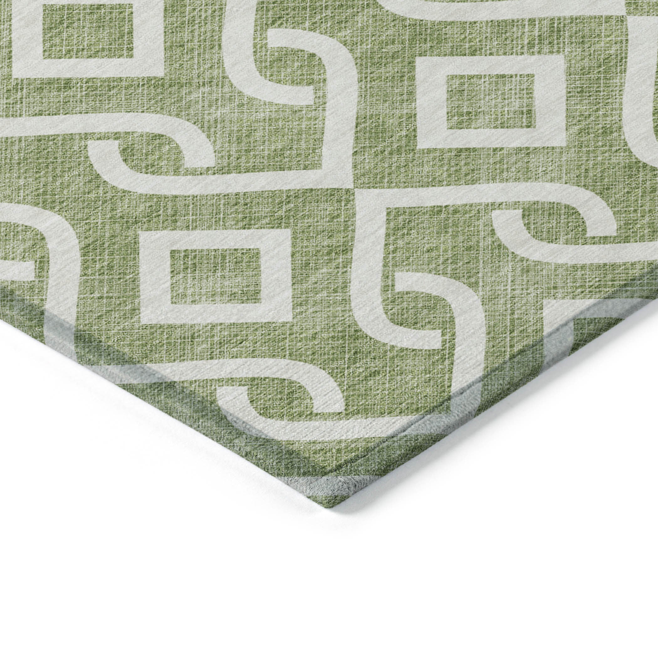 10' X 14' Green And Ivory Geometric Washable Indoor Outdoor Area Rug - Outdoor