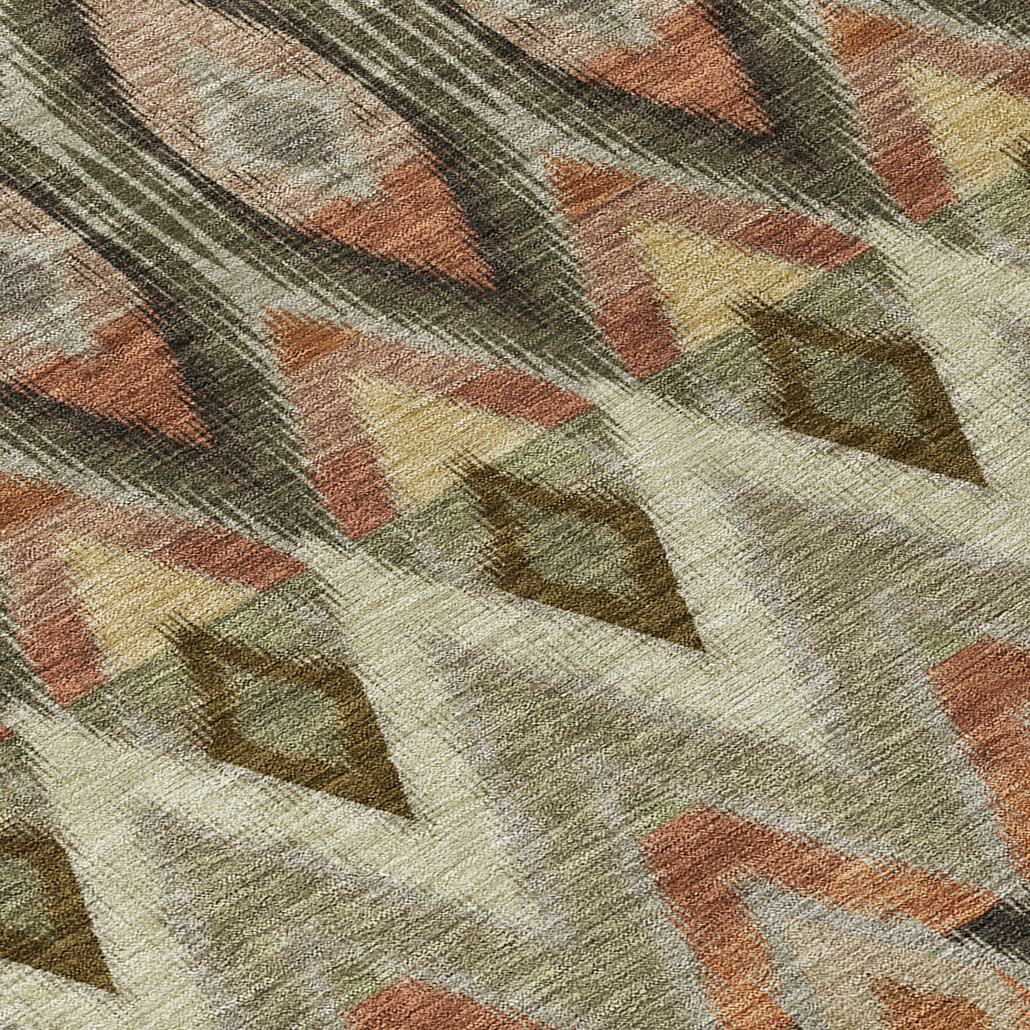 8' X 10' Taupe Olive Green And Beige Southwestern Washable Indoor Outdoor Area Rug - Outdoor