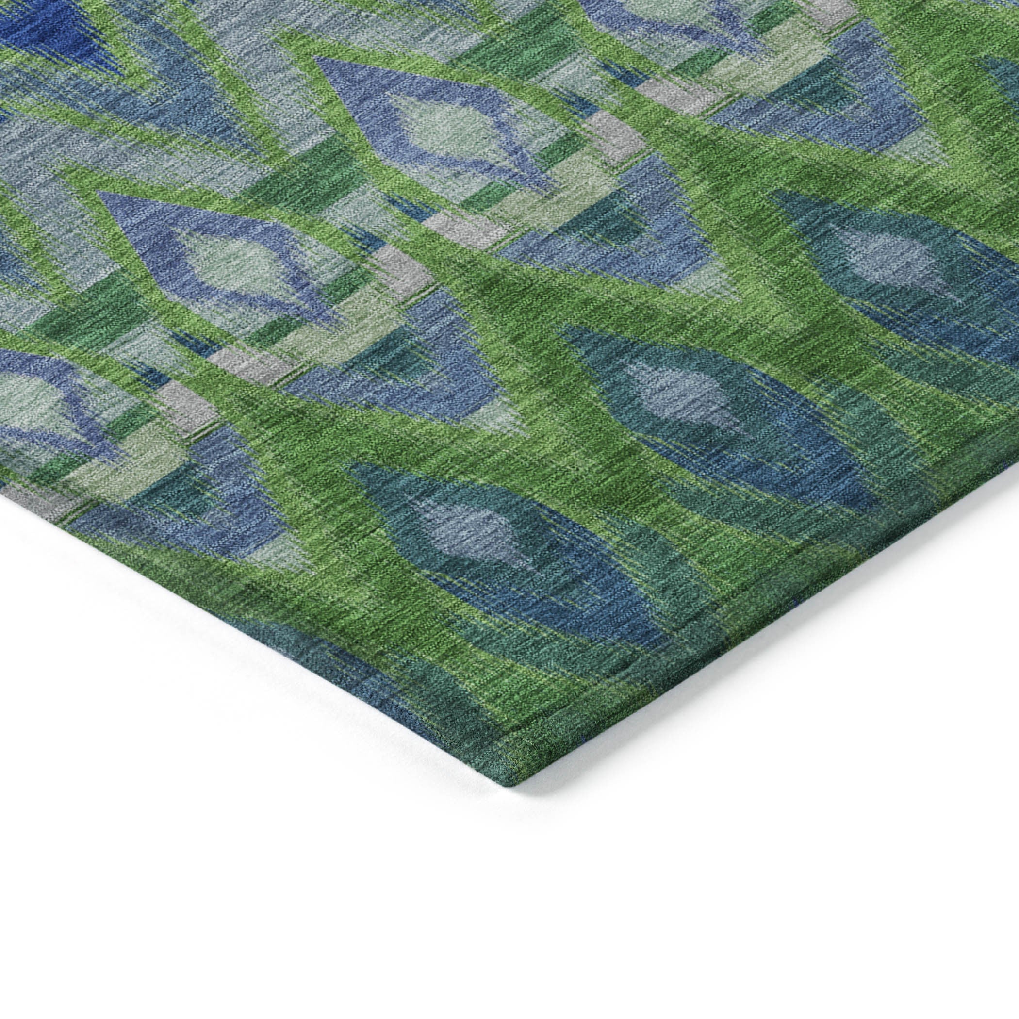 3' X 5' Green And Blue Southwestern Washable Indoor Outdoor Area Rug - Outdoor