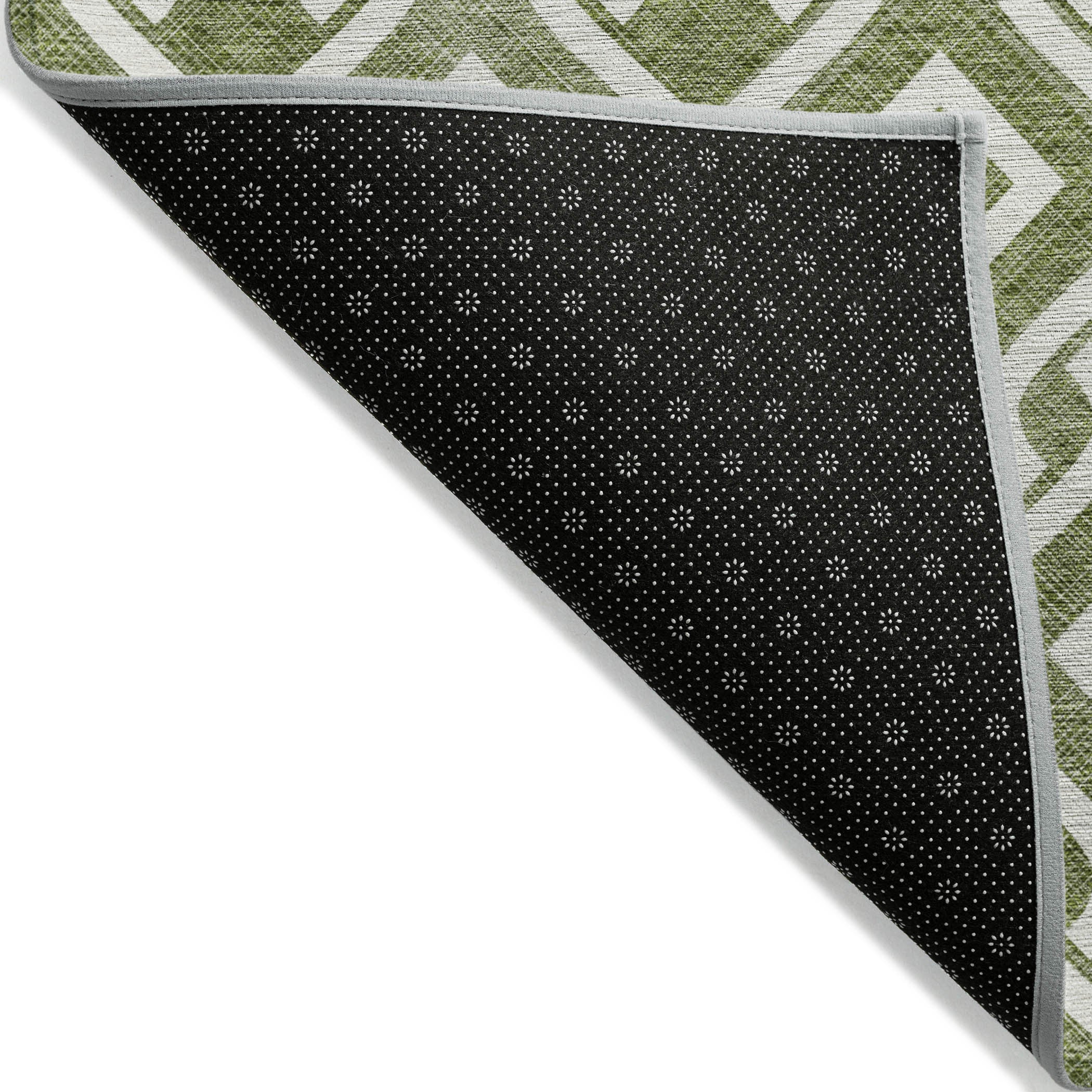 8' X 10' Olive Green And Ivory Geometric Washable Indoor Outdoor Area Rug - Outdoor