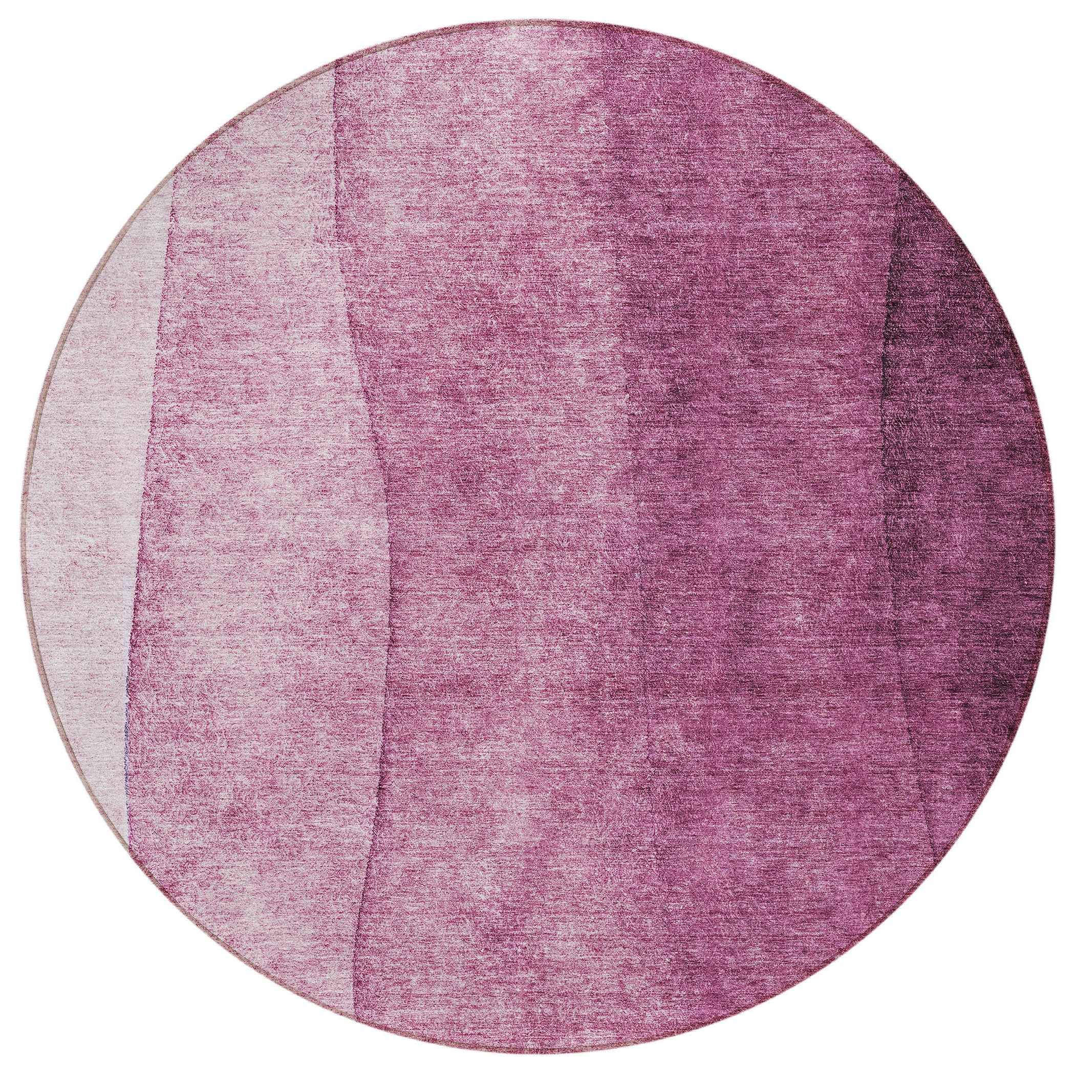 8' Merlot Blush And Pink Round Ombre Washable Indoor Outdoor Area Rug