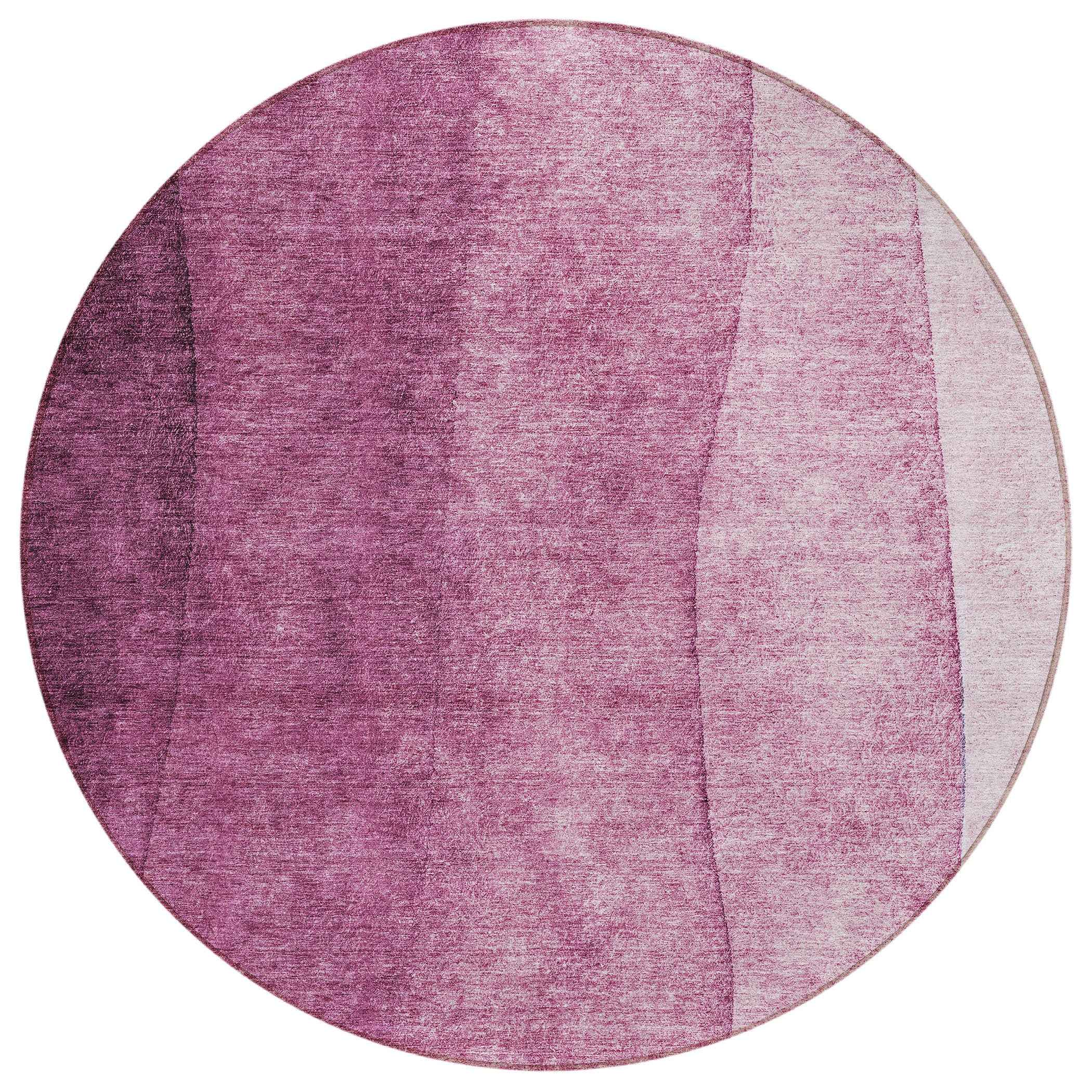 8' Merlot Blush And Pink Round Ombre Washable Indoor Outdoor Area Rug