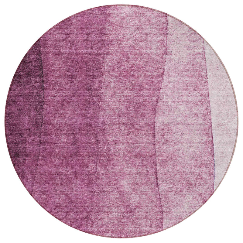 8' Merlot Blush And Pink Round Ombre Washable Indoor Outdoor Area Rug