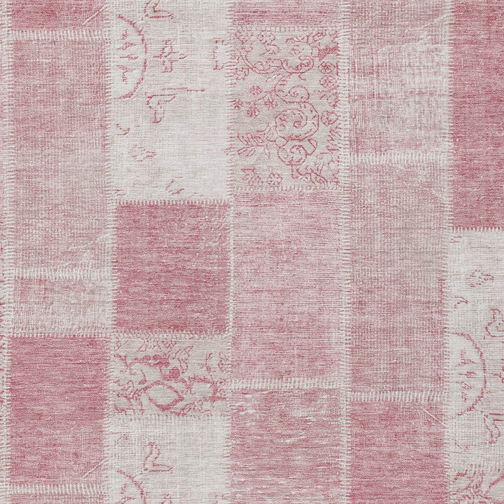 5' X 8' Pink Blush And Ivory Patchwork Washable Indoor Outdoor Area Rug - Sports & Outdoor