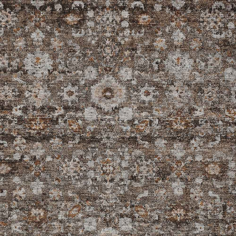 9' X 12' Dark Brown Brown And Taupe Oriental Washable Indoor Outdoor Area Rug